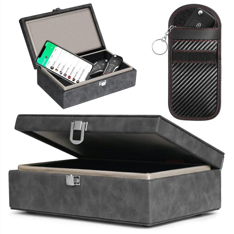 New Crazy Horse High-Grade Rfid Car Remote Control Shielding Key Case Mobile Phone Signal Shielding Box Anti-Location Tracking Box - Image 2